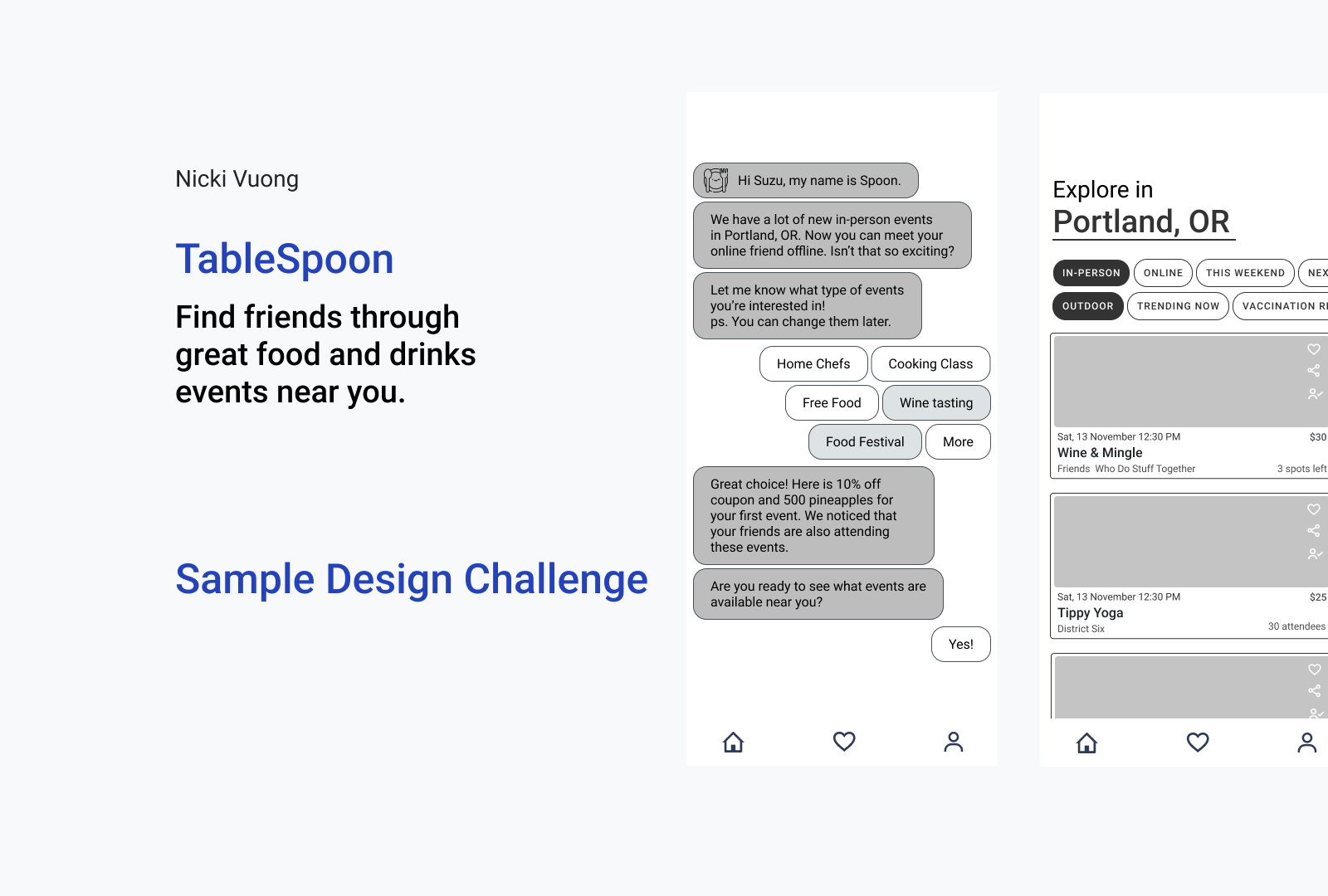 Sample Takehome UX/UI Design Challenge w/ Design Process by Nicki