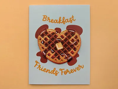 Waffle Heart Patch Greeting Card breakfast butter galentines day greeting card patch syrup waffle waffleheart