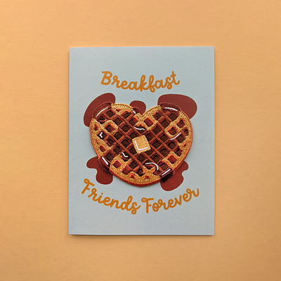 Waffle Heart Patch Greeting Card breakfast butter galentines day greeting card patch syrup waffle waffleheart
