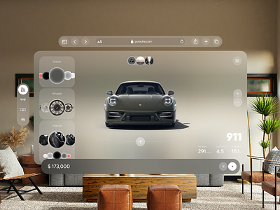 Porsche 911 - Apple Vision Pro Configurator app apple ar augmented reality auto automobile automotive car configurator design ios uxdesign vehicle virtual reality vision
