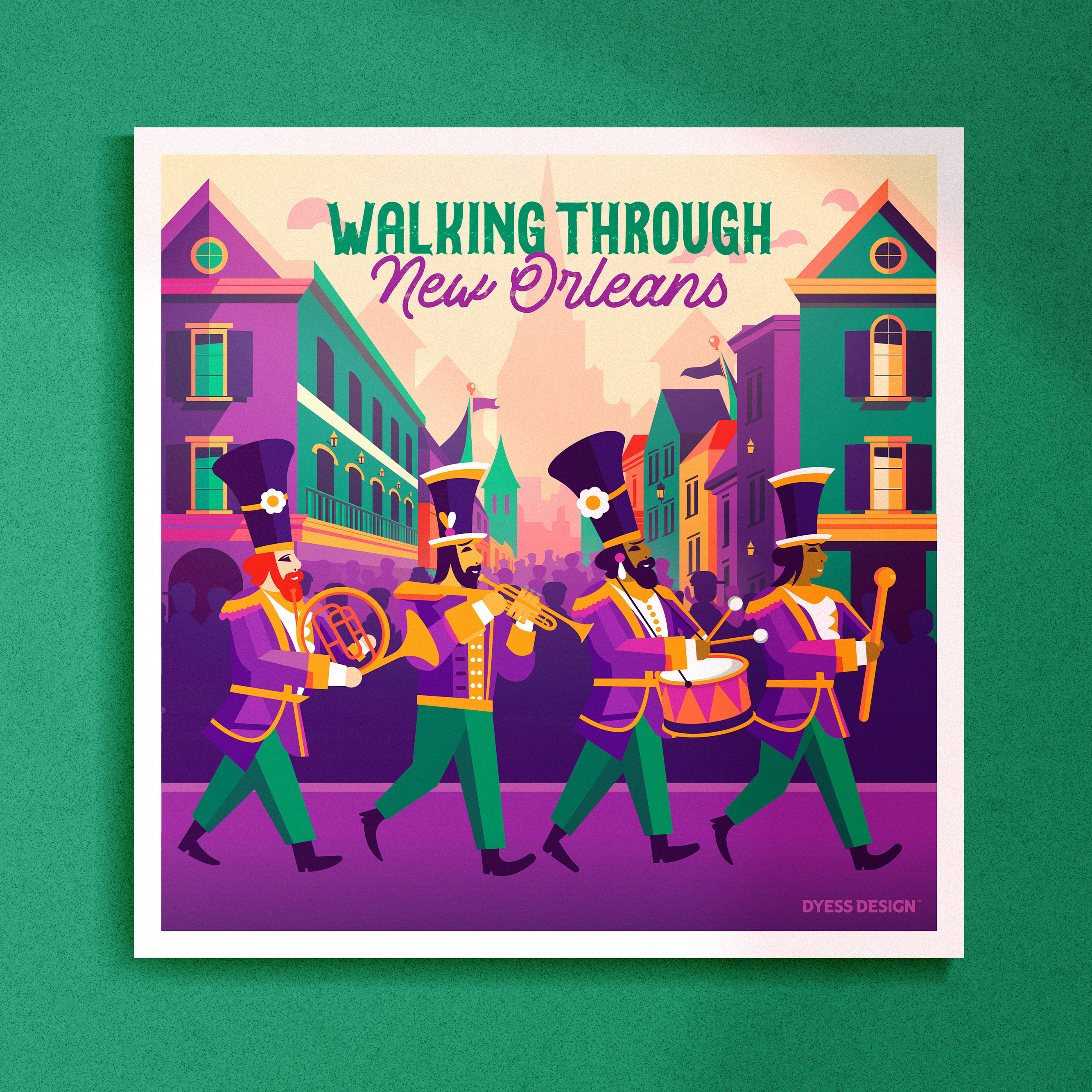Walking Through New Orleans Illustration design graphic design illustration illustrator louisiana mardi gras new orleans vector