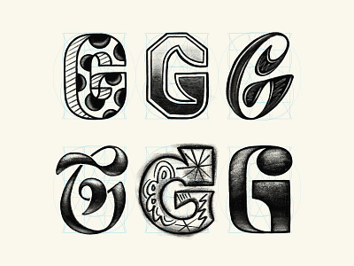 ✴ Six letters — G ✴ art drawing illustration letter lettering sketch