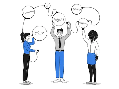 Illustration of "Linking Setup" bisness flat illustration vector