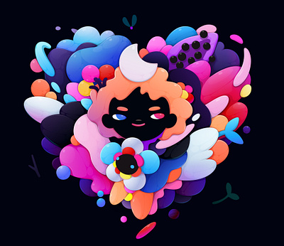 Heart abstract character concept design illustration vector zutto