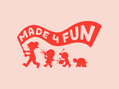 Made4Fun Branding art shop brand branding flag text hand drawn brand hand drawn identity identity illustration marching band novelty brand pink red and pink silhouette turtle wavy text