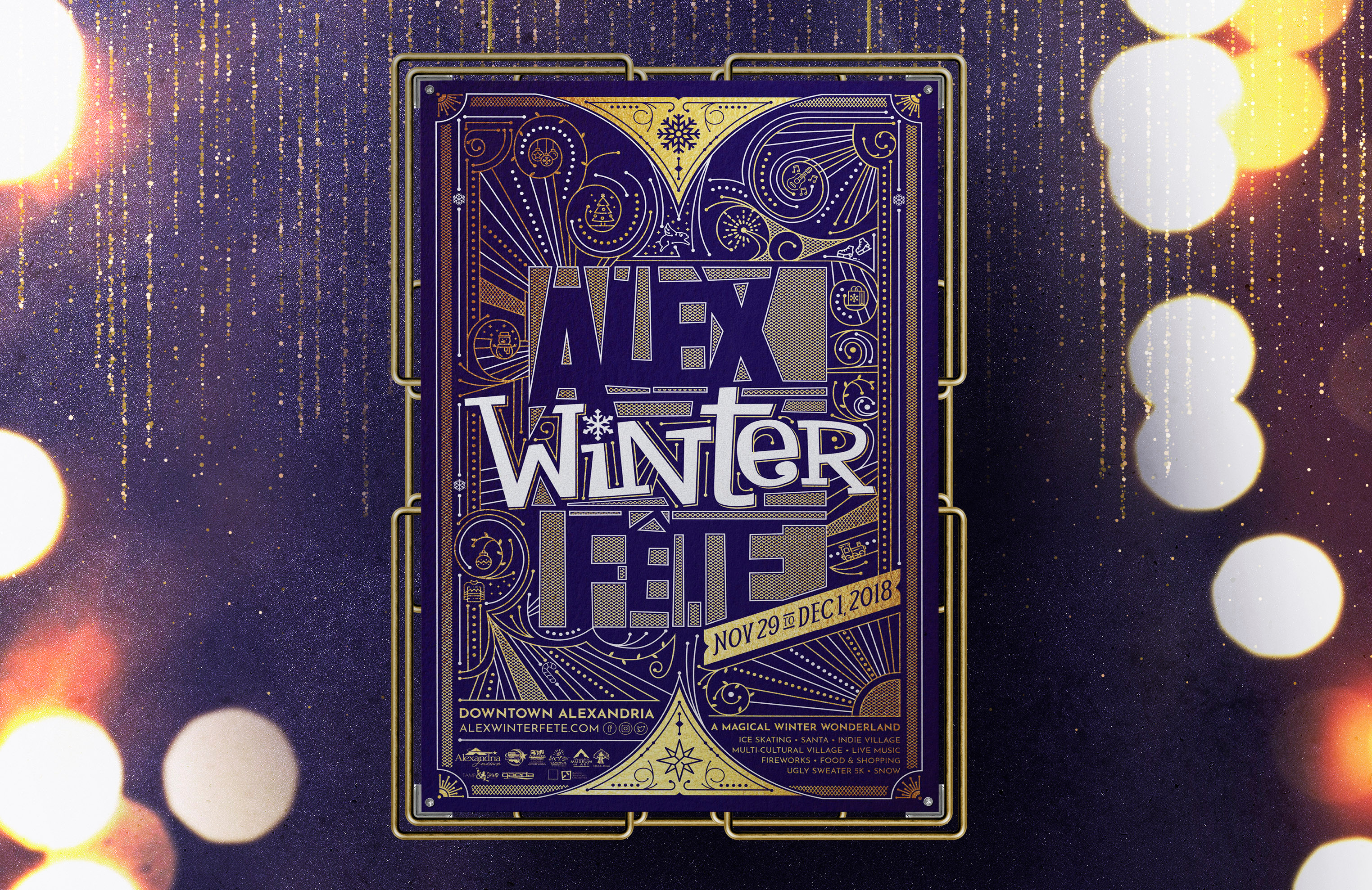 Alex Winter Fête branding christmas design event branding festival graphic design illustration illustrator louisiana poster