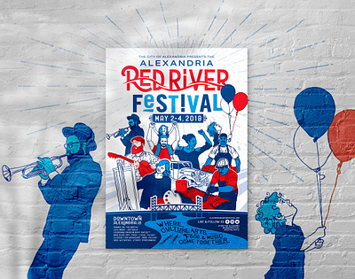 Alexandria Red River Festival branding design graphic design illustration illustrator logo louisiana poster