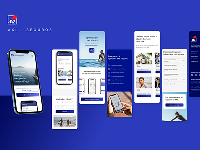 AXL Seguros . Mobile Landing Page aplicativo axa axl blue design insurance seguros ui userinterface