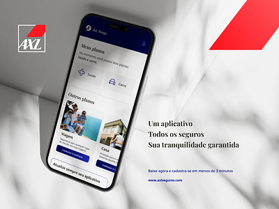 AXL Seguros . Um aplicativo, todos os seguros allinone aplicatico app axl blue mobile seguro ui userinterface uxdesign