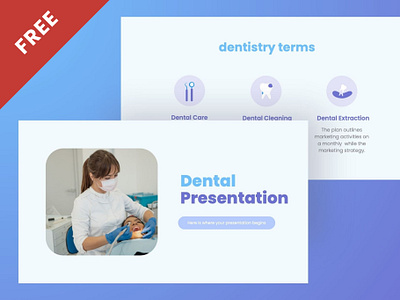 Free Light Blue and Violet Simple Dental Presentation Template business business deck dental design marketing pitch deck powerpoint presentation template slides