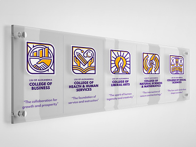 LSUA Insignia Brand System brand system branding design graphic design higher education icons insignia logo logo design lsu lsua university