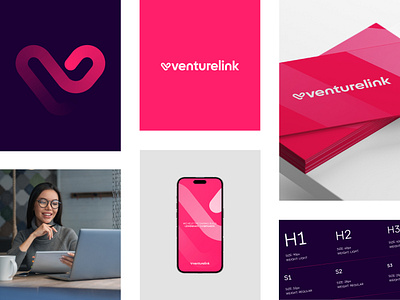 Venturelink Branding, visual identity, corporate brand design brand identity branding business logo corporate logo custom typography design graphic design link logo logo design logo ideas logo inspiration minimal minimal logo simple stationery design typography v logo venture wordmark logo