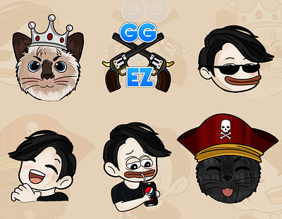 Twitch Emotes cat crown cute emote emotes graphic design kick streamer streaming twitch youtube