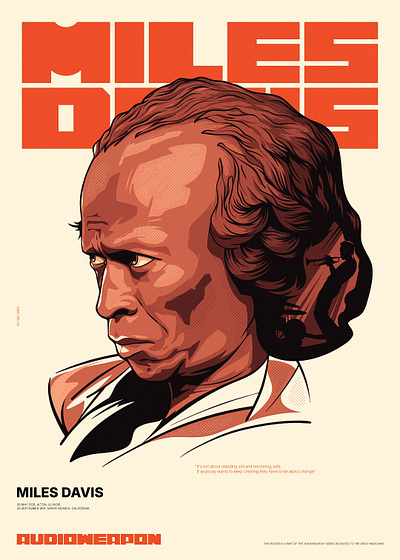 Audioweapon / Miles Davis adobe illustrator audioweapon digital illustration gigital art graphic design illustrated poster illustration jazz jazz poster logo miles davis music orange poster poster design simple vector vector art weapon