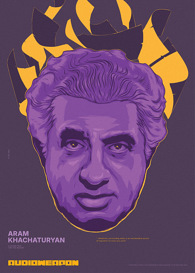 AUDIOWEAPON / Aram Khachaturyan adobe photoshop aram aram khachaturyan audioweapon classical music digital art digital drawing digital illustration graphic design illustrated poster illustration music poster poster design purple