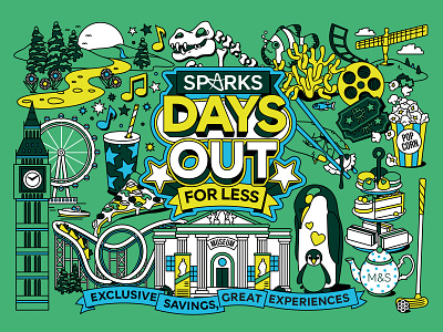 Marks and Spencer Sparks Days Out illustrations dooh entertainment entertainment illustration event illustration festival illustration food illustration freelanceillustrator illustration illustration set illustrator key visual london illustrator ooh poster design retail illustration