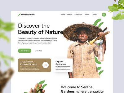 Serene Gardens ~ Landing Page farmer landing page garden green garden marketing gardens landing page graphic design green minimalist simple ui ux