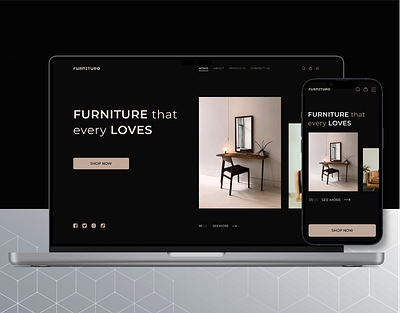 Furnituro | UI Design, Landing page ad app design typography ui ux