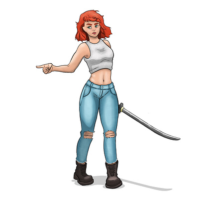 Katana Redhead cartoon character character design comic design digital art girl graphic design illustration katana