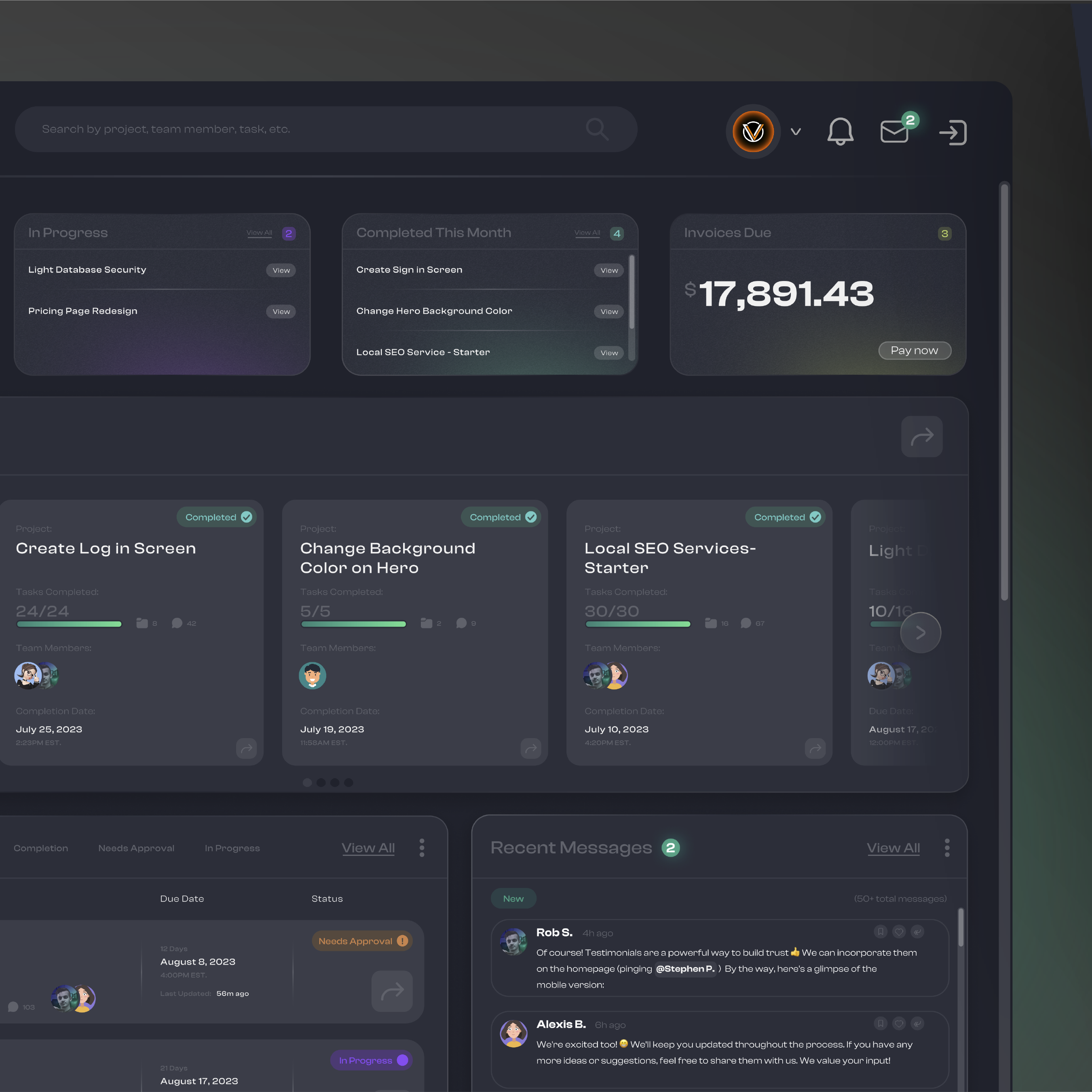 Agency Client Dashboard Dark UI/UX by Robert Slate Jr on Dribbble