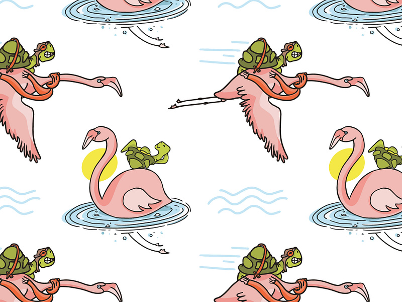 Kids Clothing Pattern Design baby children clothing cute fabric flamingo illustration illustrator infant kids nursery pattern pattern design repeat seamless textile toddler turtle wallpaper whimsical