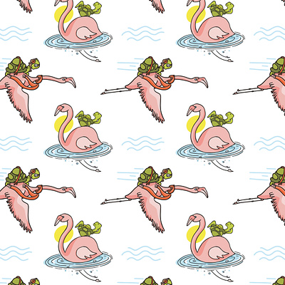 Kids Clothing Pattern Design baby children clothing cute fabric flamingo illustration illustrator infant kids nursery pattern pattern design repeat seamless textile toddler turtle wallpaper whimsical