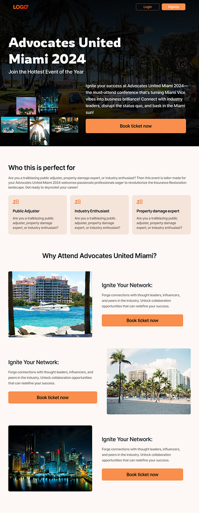 Miami event Landing page design figma ui ux website