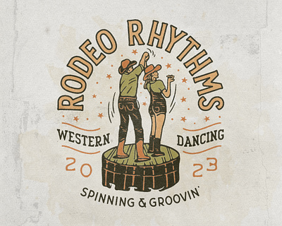 Rodeo Rhythms angonmangsa badges branding cowboy cowgirl culture dance design graphicdesign groove hand drawn horse illustration logo merch rodeo tshirt vintage west western
