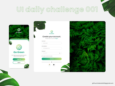 UI Daily Challenge Day 001-005 beautiful design challenge day 001 day 002 day 003 day 004 day 005 design green minimal plants simple ui ui daily uiux ux