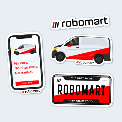 Robomart Stickers branding illustration sticker design stickers
