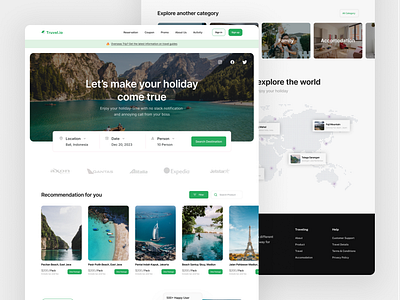 Truvel.io - Tour Travel Landing Page accomodation clean ui design landing page landing page ui product design tour tour and travel travel travel hits travel website travelling ui ui design uiux web design website design