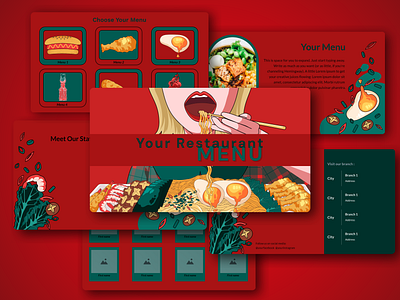 Pitch Presentation Playoff | Restaurant Menu cartoon design food free template graphic design illustration pitch pitch deck playoff powerpoint powerpoint template presentation presentation template rebound template