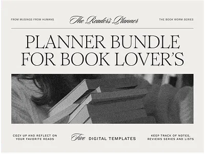 The Book Worm Series book design branding classical digital planner editorial etsy gritty headline library newspaper reading script