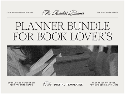 The Book Worm Series book design branding classical digital planner editorial etsy gritty headline library newspaper reading script
