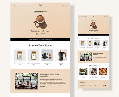 Daily UI 003 - Coffee shop landing page ☕️ brand dailyui design ui user centric ux web design