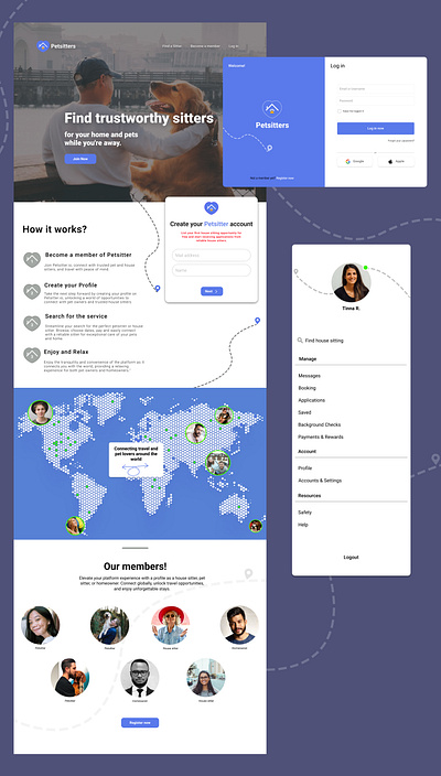 Afro Academy Hackathon case app blue cards design design system homeowner housesiting housesitter login logo members petsitter profile site ui uidesign uidesigntemplates user userinterface ux