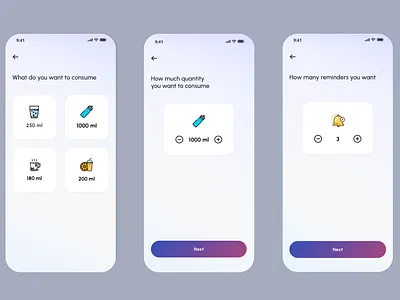 Water Reminder App app mobile app ui ux water app reminder app water branding water reminder