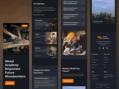 Wood Academy - Responsive View academy app design furnish furniture landing page learning responsive ui ui design ux web design wood woodacademy woodworking