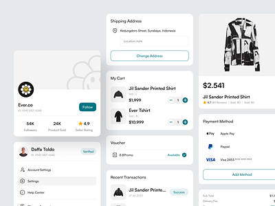 Marketplace UI Component card cart component coupon design kit module paymeny product design profile shipping ui ui component ui kit ux