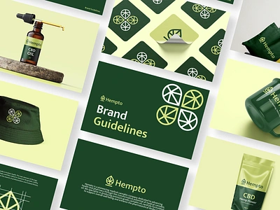 Hempto - Cannabis Logo & Brand Guidelines brand identity branding buds cannabis cannabis logo cbd cbd oil cbdoil design drop ganja graphic design green hemp hemp logo identity logo medicine pharmacy weed