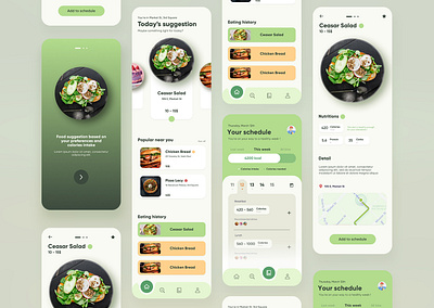 Food Suggestion App - Demo Concept UI Design app app design app ui food green ui