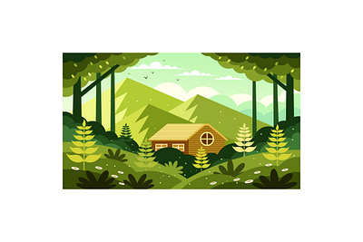 Home Surrounded by Nature Illustration forest