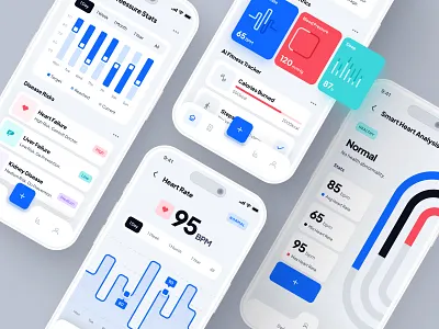 🩺asklepios UI Kit: AI Healthcare & Wellness App | Health Metric ai app blood pressure blue chatbot data diet fitness health health tracker healthcare healthcare ai heart rate minimal mobile nutrition personalized ui ui kit virtual care