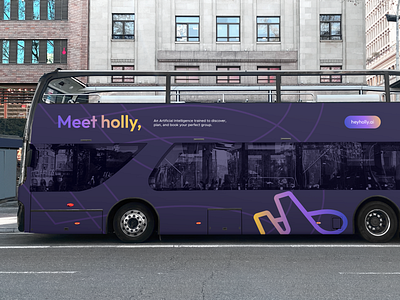 holly on Bus Design advertisement ai aircraft artificial intelligence billboard brand brand and identity brand identity branding bus fly groups illustration outdoor plane sign startup travel trip wavelength