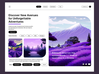 Adventures with AI-landing page adventure air ticket booking design discovery explore hotel journey landing page road saas startup travel travel agency travel platform travelling trip ui ux vacation webdesign