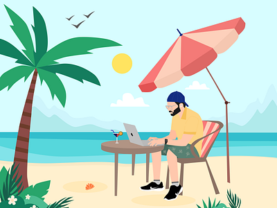 Work From Beach #1 art illustration ui uiux