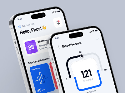 🩺asklepios UI Kit: AI Healthcare & Wellness App | Smart Tracker app blood pressure blue clean data diet fitness health health tracker healthcare healthcare ai heart rate minimal mobile monitoring nutrition ui ui kit virtual care wellness