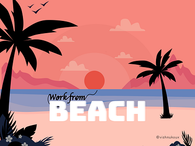 Work from beach #2 art graphic design illustration ui workfromanywhere