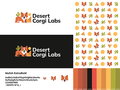 Desert Corgi brand branding cactus corgi desert design dog elegant flat illustration logo logotype mark minimalism minimalistic modern mountain pattern sign sun