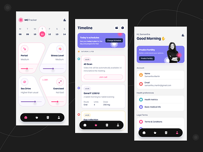 MC Tracker App for IVF treatment app app design design fertility health app health tracking healthcare ivf ivf treatment mobile app motherhood period period tracker pregnancy pregnant treatment ui ux women women health